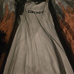 DKNY Black and Gray Flowing Dress